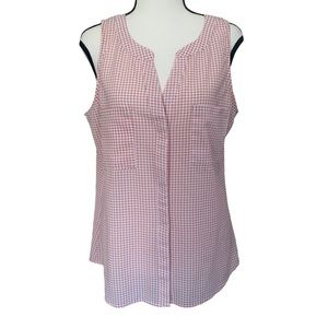 Sanctuary | pink and white gingham sleeveless button down shirt